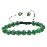 Purple Whale Adjustable Malachite Gemstone Beaded Bracelet, Green, Women, Men, Macrame Style Slip Adjustable Clasp