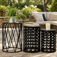thumbnail image 3 of Y&M Set of 3 Nesting Metal Round Coffee Table, Side Table End Table for Indoor Outdoor Multifunctional Use,Heavy Duty Metal Plant Stand Garden Stool- Black, 3 of 8