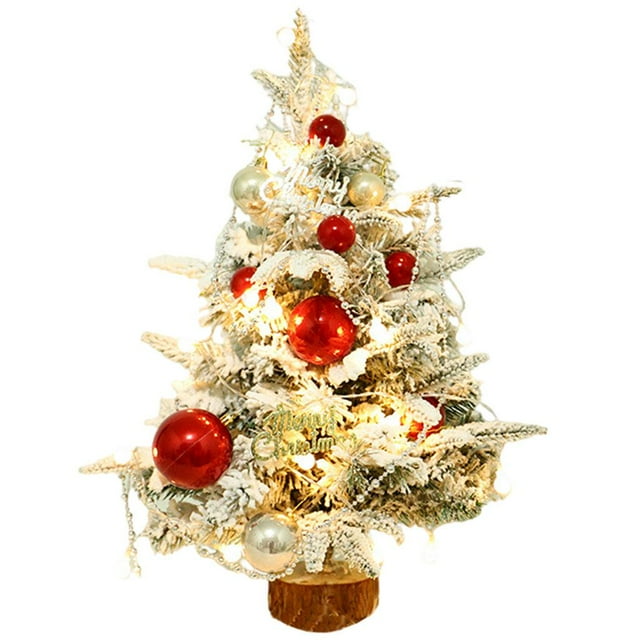Abbracc Christmas Tree with LED Lights Christmas Decoration Mini Desktop Decoration Tree Garnet