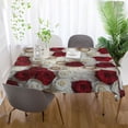 thumbnail image 6 of YAZAOO Square Tablecloth Red and White Roses Rings Pattern Tableclothes, 6 of 9
