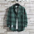 thumbnail image 2 of Camisa y blusa de manga larga a cuadros para hombre con bolsillo, diseño de marca, corte entallado, informal, barata, con botones, moda 2024 I Clothes, 2 of 5