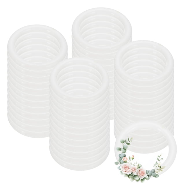 Uxcell 48 Pcs Anillos Atrapa Sueños, 1.1 pulgadas Aros de Plástico Floral Macrame para Hacer Manualidades Colgantes de Pared Coronas de Boda Navidad, Blanco