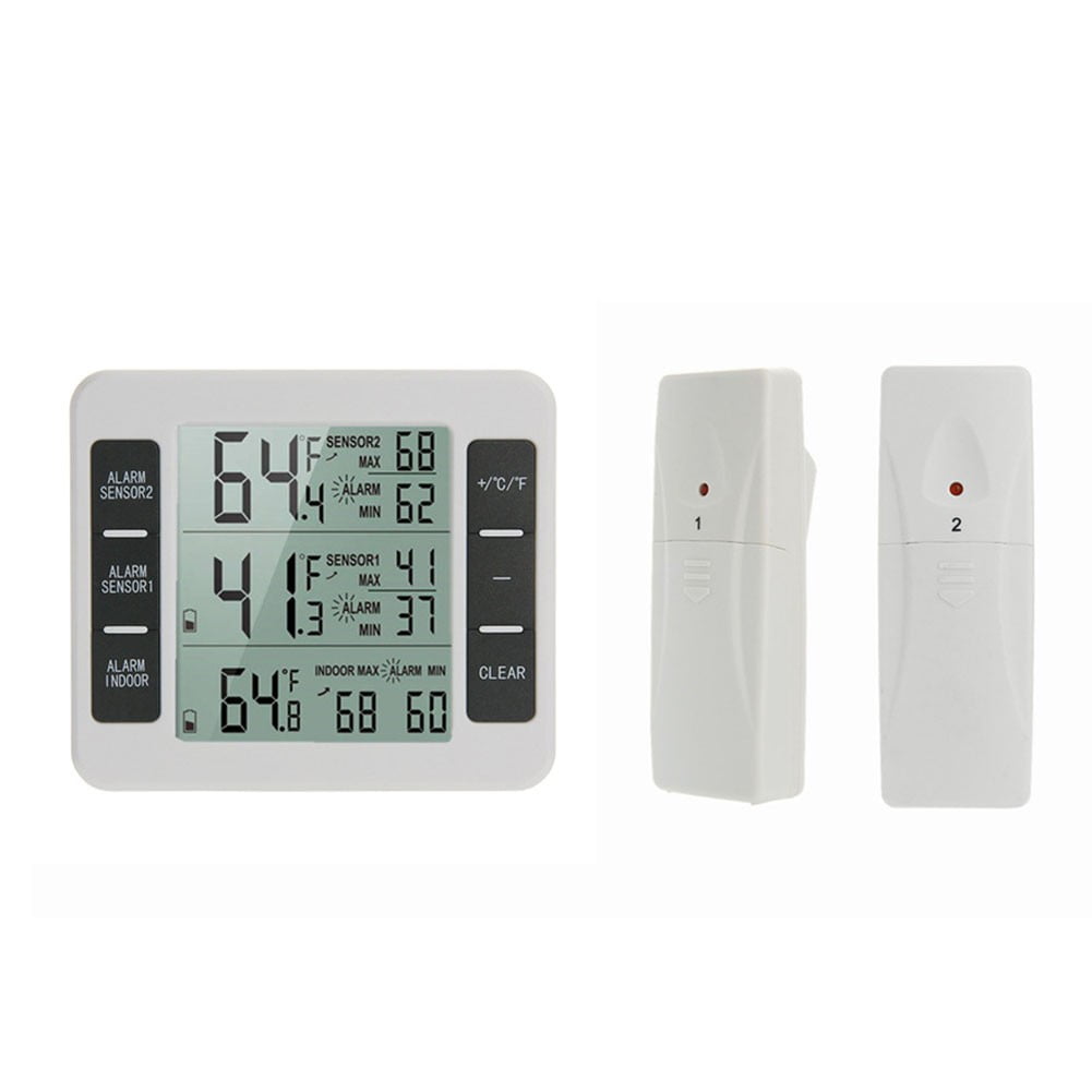 Indoor Outdoor Wireless Digital Freezer Alarm Thermometer Fridge Home 1-2 Sensor