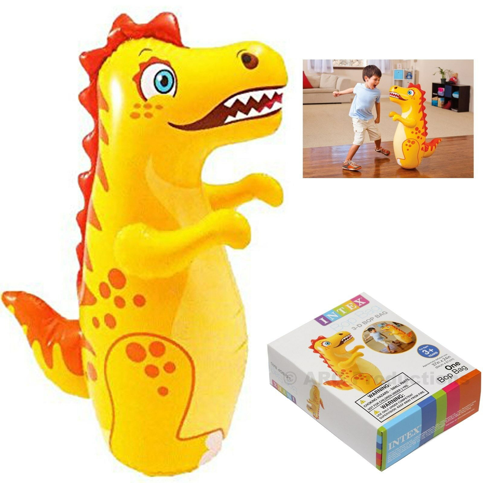 38" 3D Inflatable Dinosaur Toys Bop Bag/Punching Bag Interactive Toys for Kid/ 