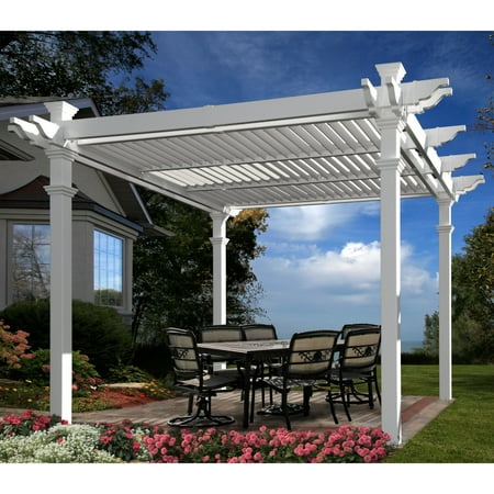 Avalon 10' x 10' Louvered Vinyl Pergola - White