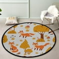 thumbnail image 2 of FREEAM Kids Round Nursery Area Rug 4 ft Forest Foxes Yellow Trees Non Slip Play Mats for Kids Boys Girls Playing Room Living Room, 2 of 6