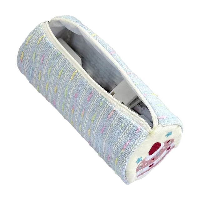 Estuche para Bolígrafos con Forma de Pastel de Fresa | Bolsa de Gran Capacidad para Guardar Material Escolar | Estuche de Escritorio para Estudiantes de Secundaria | Estuche de Lápices de Felpa