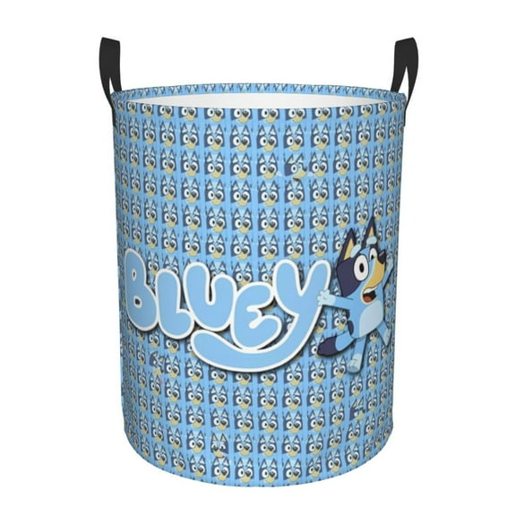 Silaia Bluey Print Round Laundry Clothes Hamper,Laundry Basket with Handles,Baby Toys Storage Organizer,Bins Laundry Basket for Bathroom, Bedroom Decorate-Small
