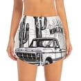 thumbnail image 2 of Balery Vintage Cactus Pickup Pantalones cortos deportivos para mujer con forro y dos bolsillos, elásticos, para entrenamiento, gimnasio, yoga-X-Large, 2 of 7