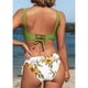 thumbnail image 5 of Conjunto de bikini para mujer, estilo cruzado, con cordones, traje de baño de dos piezas con cuello en V y estampado floral, 5 of 6
