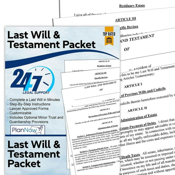2025 Last Will and Testament Package with Minor's Trust, Guardianship Provisions, and Comprehensive Legal Support