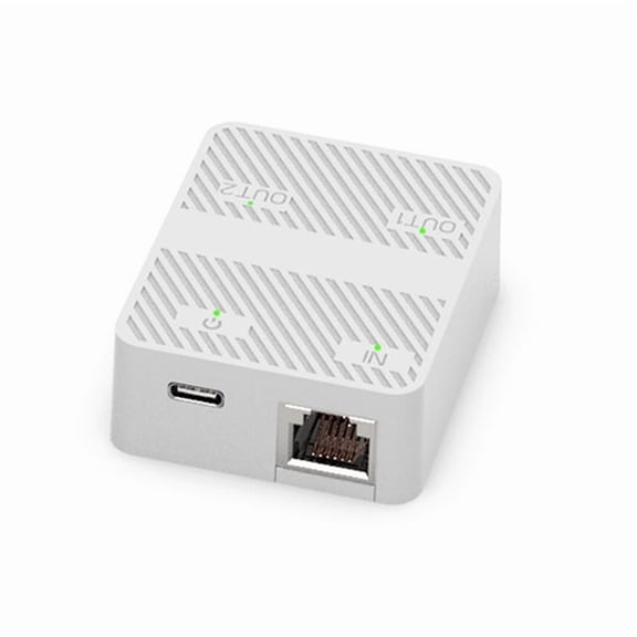 2-Port Gigabit Ethernet Switch, 1 in 2 Out, USB-Powered RJ45 Splitter, White