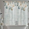 thumbnail image 3 of Vintage Blue Christmas Kitchen Curtains 84 Inch Length, Farmhouse Curtains & Drapes, Xmas Balls Snowflake Rod Pocket Window Curtains for Living Room/Bedroom/Bathroom, 52" x 84", 2 Panels, 3 of 5