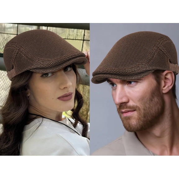 Minzimin 1Pack Breathable Mesh Flat Cap for Man/Woman Adjustable Newsboy Cap Cabbie Hat