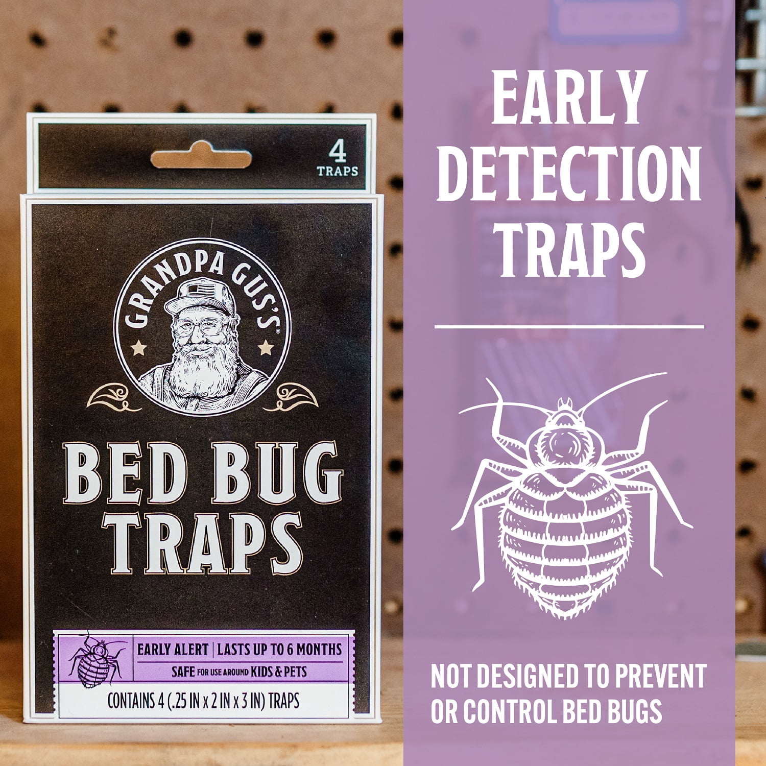 Grandpa Gus's Bed Bug Traps for Indoor, Sticky Traps for Home and Travel, Early Alert Before Infestation, Pack of 12