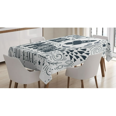 

I Love You Tablecloth Celestial Love My Other Half Floating Atop of A Cloud Never Let Go Concept Rectangular Table Cover for Dining Room Kitchen 60 X 90 Inches Blue Grey White by Ambesonne
