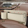 thumbnail image 5 of Car Leather Cup Holder Gap Bag, seat Gap Storage Box, with Water Cup Holder Gap Storage Box, Adjustable car seat Storage Box, can Store Glasses, Phone, Keys, Cards (Brown A) (Passenger Side White), 5 of 14