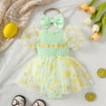 thumbnail image 2 of Rompers Girls Girls Short Sleeve Plaid Prints Floral Romper Bodysuits Dress Baby Onesies Yellow 3 Months-6 Months, 2 of 7