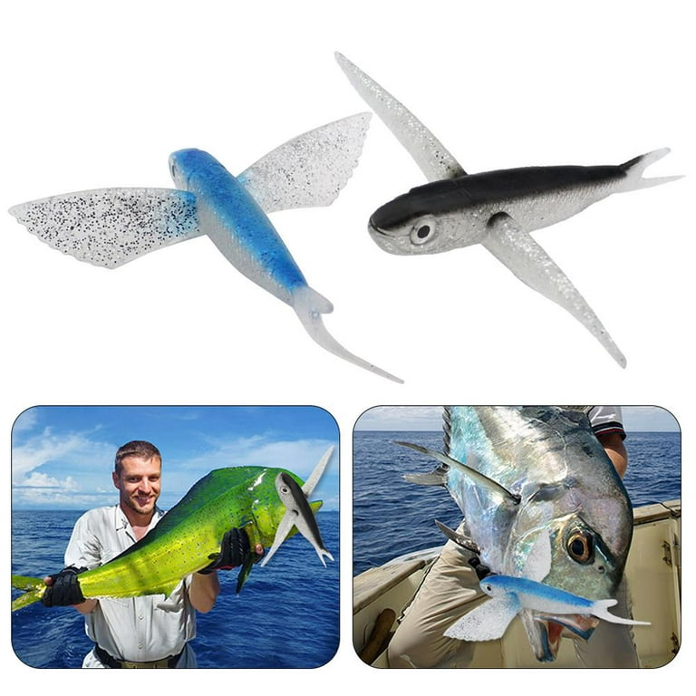 IMSHIE Bionic Flying Fish Sea Fish Soft Tuna Lure Saltwater Fishing Lure  for Kingfish/Tuna/Mackerel/Marlin/Mahi Mahi Offshore Trolling Onshore  Floating Crankbait 