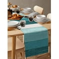 thumbnail image 3 of Teal Ombre Table Runner Farmhouse Vintage Wooden Striped Tablerunners 13 x 60 Inch, Table Decorations Tabletop Scarf for Summer Gathering Holiday Farmhouse Kitchen Dining Decor, 3 of 6