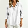 thumbnail image 5 of APEXFWDT Long Sleeve Hooded Shirts for Women Snap Button Dressy Casual Tops Solid Color Loose Ladies Pullover Blouse,XXL,White, 5 of 5