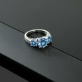 thumbnail image 6 of Gem Stone King 925 Sterling Silver Round Blue Moissanite 3 Stone Ring for Women (3.50 Cttw, Size 8), 6 of 6