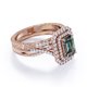thumbnail image 3 of JeenMata Alejandrita y Moissanita Cultivadas en Laboratorio de 2 Quilates con Corte Esmeralda Diseño Eduardiano: Conjunto de Boda con Halo Doble Infinito: Baño de Oro Rosa de 18 K sobre Plata, 3 of 6