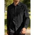 thumbnail image 3 of Deago Men's Dress Shirts Solid Long Sleeve Stretch Wrinkle-Free Wedding Formal Shirt Business Casual Button Down Shirts (Black, S), 3 of 8