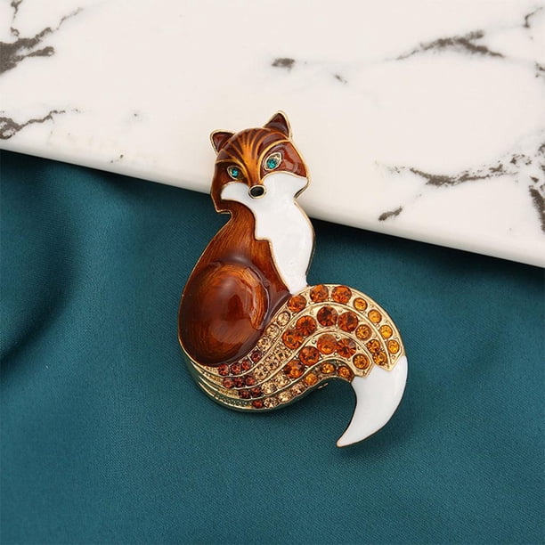 Broche de zorro esmaltado pequeño para decoración Colcomx