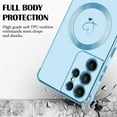 thumbnail image 3 of Magnetic Case for Samsung Galaxy S21 Ultra 5G MagSafe, Girls Women Cute Love Heart Pattern Plating Edge Silicone Shockproof Protective Bumper Cover for Samsung Galaxy S21 Ultra-Blue, 3 of 14