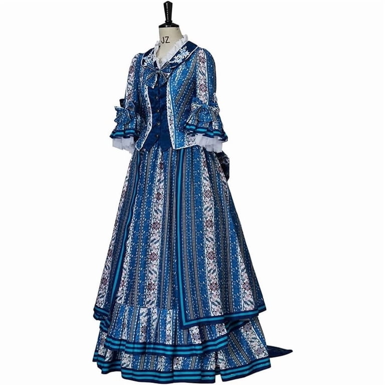 Christine Daae Inspired Blue Vintage Gown Women Elegant Stage Style Dress 3 Piece Set
