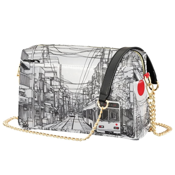 FORMRS Women Crossbody Purse with Chain Strap Vegan Leather Shoulder Handbag, White Streets