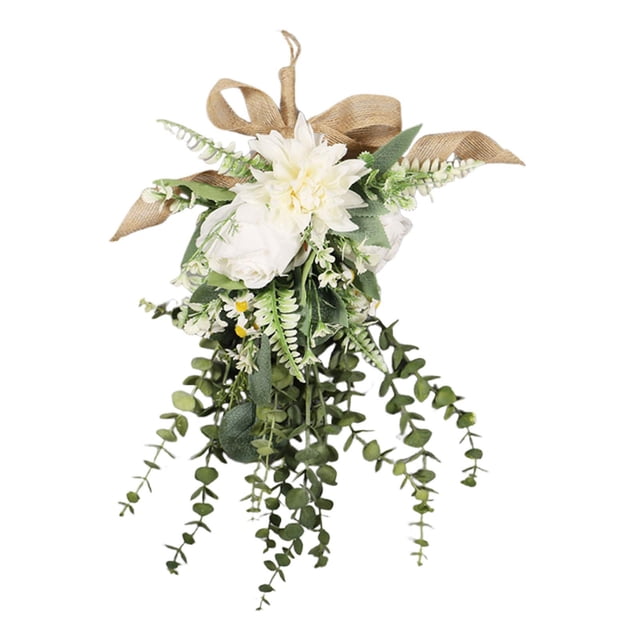 Guirnalda floral artificial en forma de lágrima para decoración del hogar, colgante. Blanco