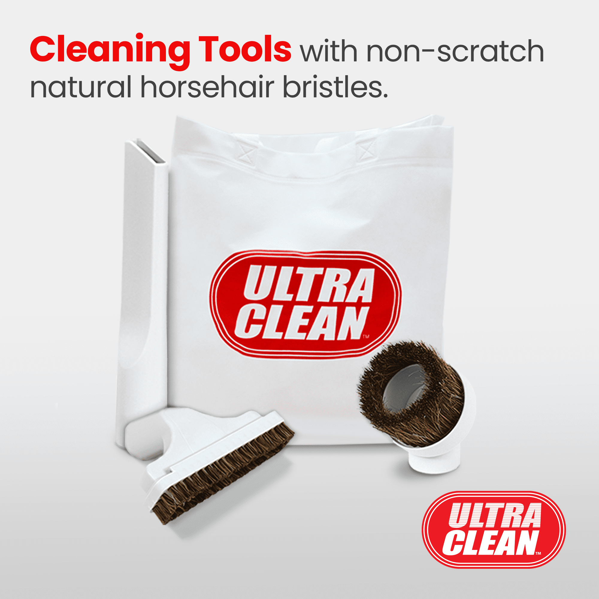 Ultra Clean Deluxe Central Vacuum Hose and Attachment Kit for Bare Flooring, Hardwood, Ceramic, Tiles and Rugs (White, 30 ft)