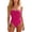 Hot Pink, variant on Women Bandeau One Piece Swimsuit with Detachable Shoulder Straps Ruched Drawstring Bathing Suit Swimwear for Beach