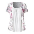 thumbnail image 5 of LEAVINGSUO Blouses for Women $5 Ladies Tops Womens Summer Casual Printing Round Neck Short Sleeve Tops Loose Blouses, 5 of 5