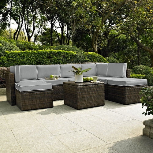 Crosley Furniture KO70008BR-GY Palm Harbor 8-Piece Resin Wicker Outdoor Sectional Seating... by Crosley Furniture