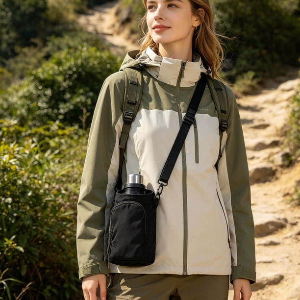Bolso bandolera de nailon para mujer con botella de agua, ideal para deportes al aire libre, con bolsillo para el teléfono y monedero. Mochila multiusos para senderismo, viajes y desplazamiento