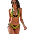 thumbnail image 1 of Faty-T Women's Jamaican Flag Two Piece Sexy Halter String Triangle Bikini Swimsuit, 1 of 12