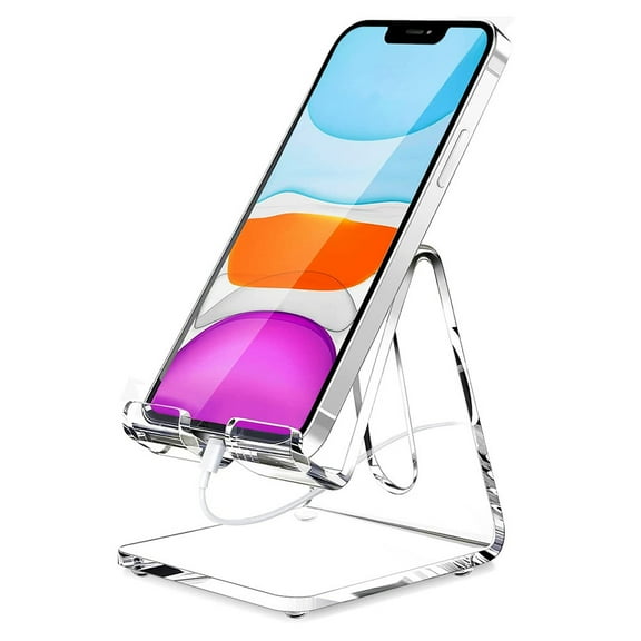 Luniquz Cell Phone Stand, Portable Phone Holder, Clear Phone Stand for Desk, Compatible with Phone 13 12 Pro Max Mini 11 Xr 8 Plus SE, Switch, Android Smartphone, Pad, Tablet, Desk Accessories