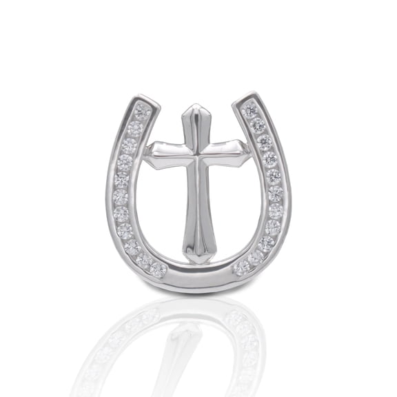 Kelly Herd Horseshoe Cross Tie Tack - Sterling Silver