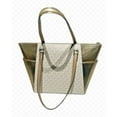 thumbnail image 4 of Michael Kors Women's Charlotte Large Signature Logo and Metallic Top-Zip Tote Bag 35F4GCFT3V-Plgold, 4 of 10