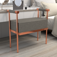 thumbnail image 1 of Modern Upholstered Bench Seat with Copper Frame,Ottoman Bench with Armrests, Entryway Bench Living Room Foot Rest Stool,Footrest Foot Stool with Sturdy Metal Frame, 1 of 7