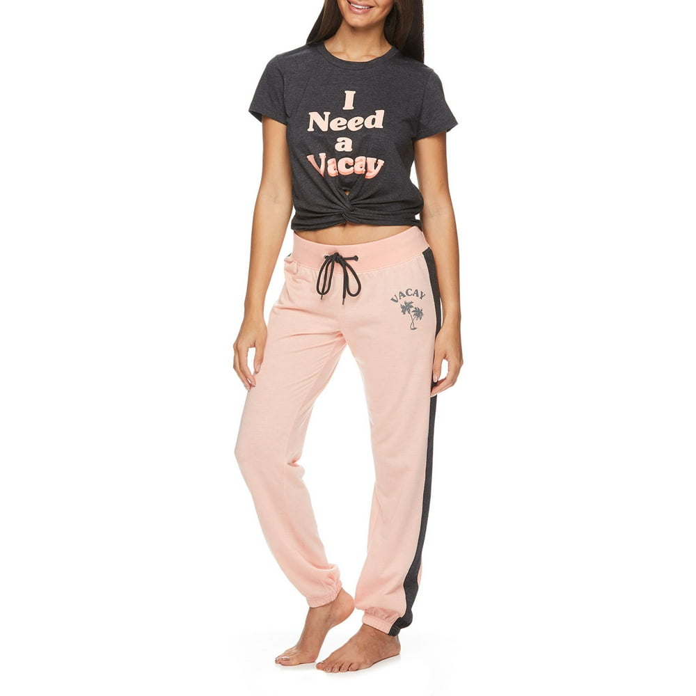 Sleep & Co Sleep and Co. Women's 2Piece Short Sleeve Top and Pants