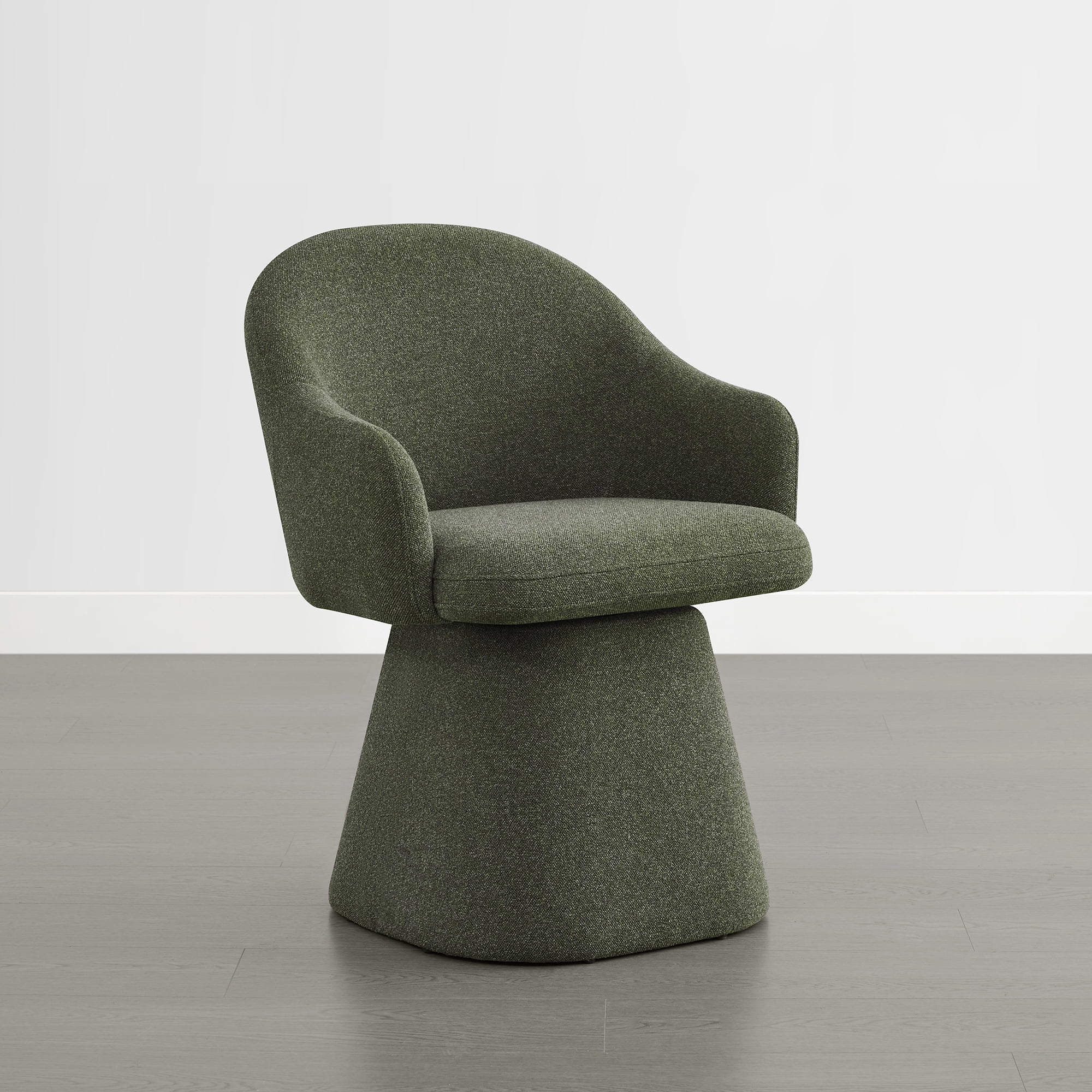 Spruce & Spring 360° Swivel Dining Chair, Spill-Proof & Stain Resistant Barrel Armchair with Rotating Base, Modern Upholstered Seat and Removable Back Support Pillow for Kitchen Living Room, Green