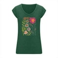 thumbnail image 3 of Womens Vintage Flowers V Neck Printed Shirt Funny Boho Graphic Tee Casual Short Sleeve Green M, 3 of 3