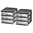 thumbnail image 1 of IRIS USA Compact 3 Drawer Plastic Desktop Storage Organizer, Black (2 Pack), 1 of 10