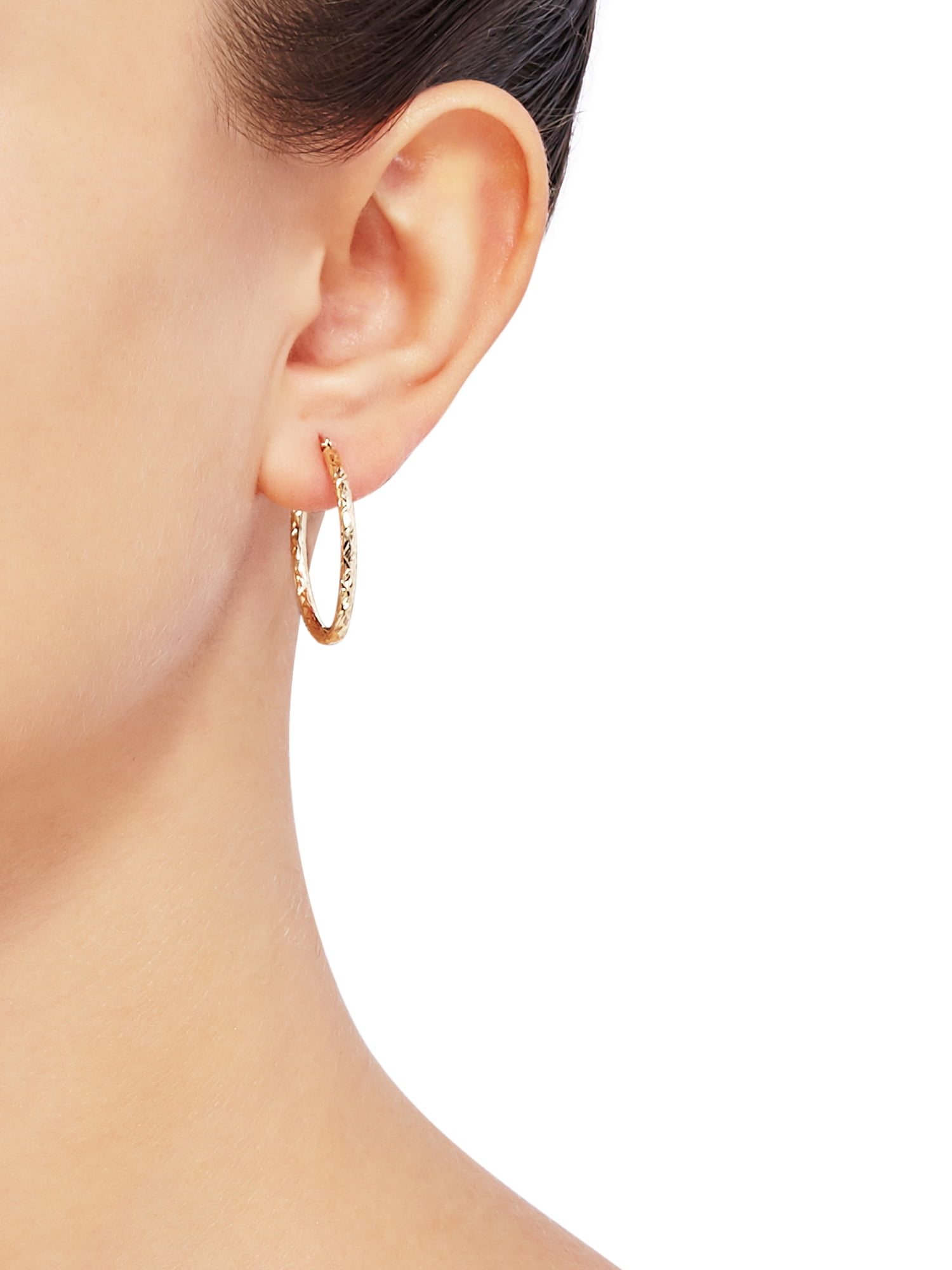 Brilliance Fine Jewelry 10K Yellow Gold 2MM x 25MM Hollow Oval Hoops Earrings