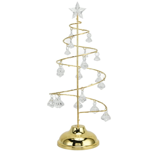 Christmas Tree Crystal Table Light, Warm Gold Battery Powered Bright Crystal Christmas Tree Desk Lamp For Bedroom For Stair ANGGREK Cocina, Decoración y Otros