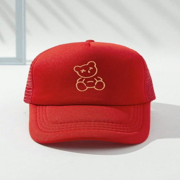 Lindbes 1pc Children‘s Fashionable Mesh Baseball Cap With Cartoon Bear & Letter Print  Suitable For Sun Protection In Spring And Summer Daily Wear